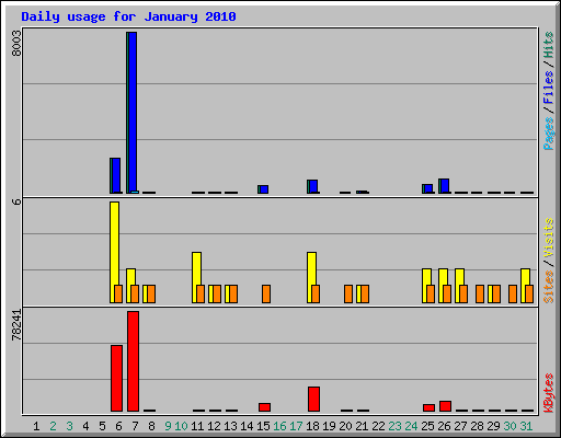 Daily usage for January 2010